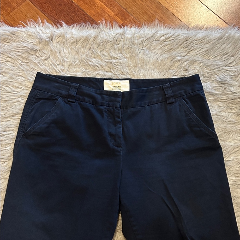 J. Crew Classic Twill Chino Favorite Fit Women’s Navy Blue Cropped Cotton‎ Pants - Picture 2 of 6